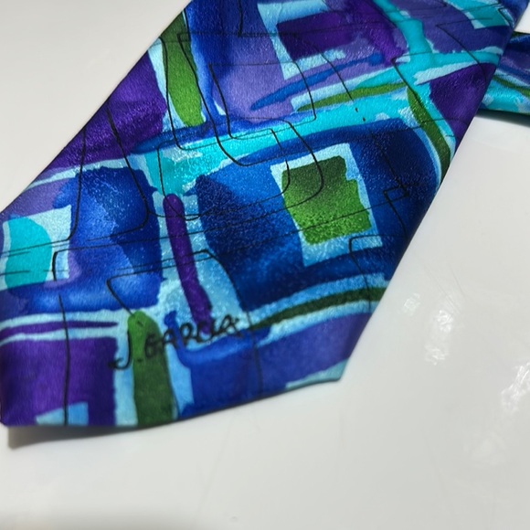 Vibrant Blue and Purple Abstract Tie - Picture 2 of 5